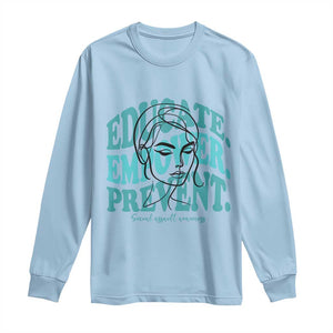 Sexual Assault Awareness Prevention Long Sleeve Shirt Educate Empower Prevent Women's Right TS14 Light Blue Print Your Wear