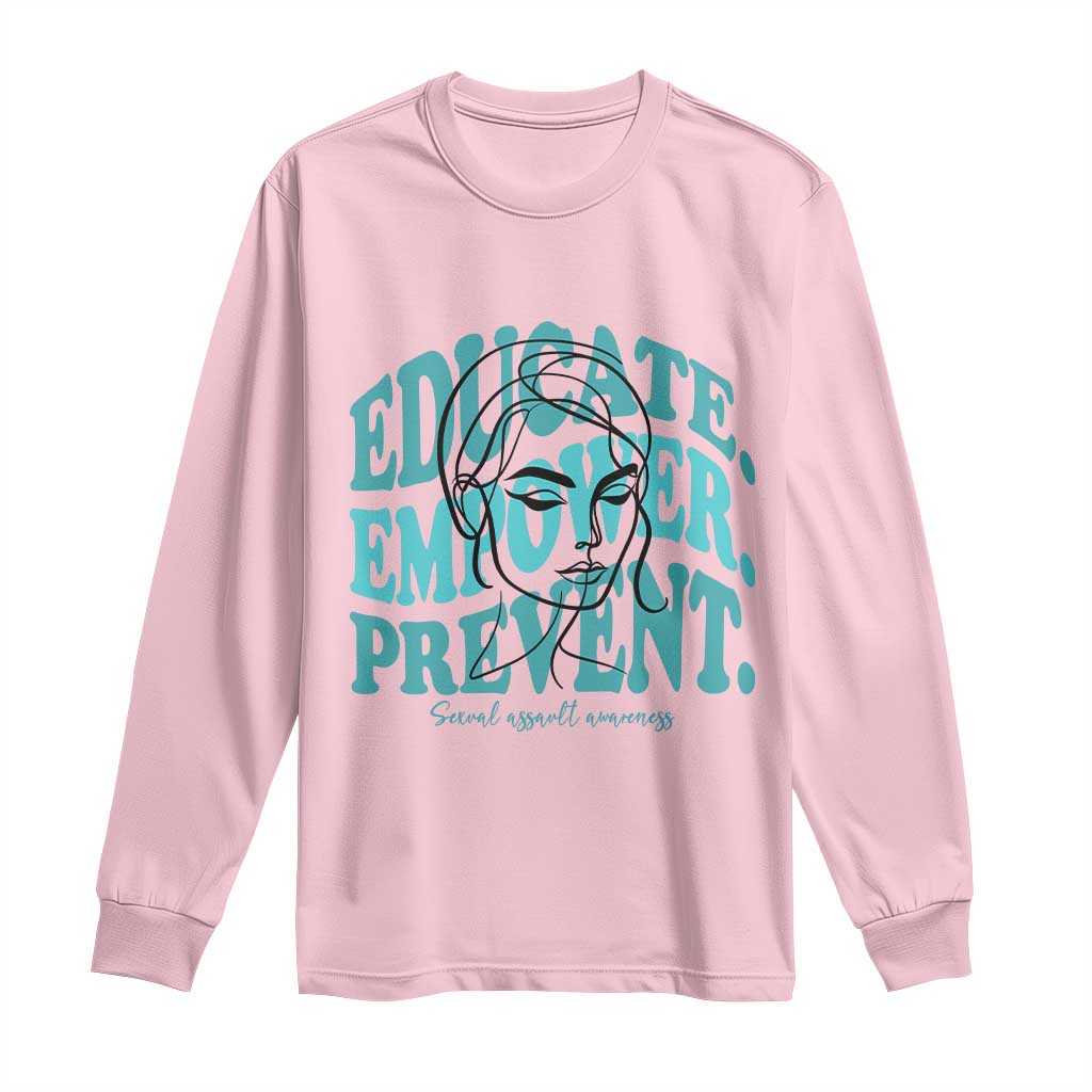 Sexual Assault Awareness Prevention Long Sleeve Shirt Educate Empower Prevent Women's Right TS14 Light Pink Print Your Wear
