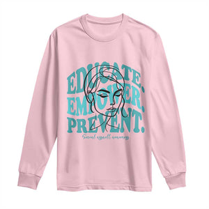 Sexual Assault Awareness Prevention Long Sleeve Shirt Educate Empower Prevent Women's Right TS14 Light Pink Print Your Wear