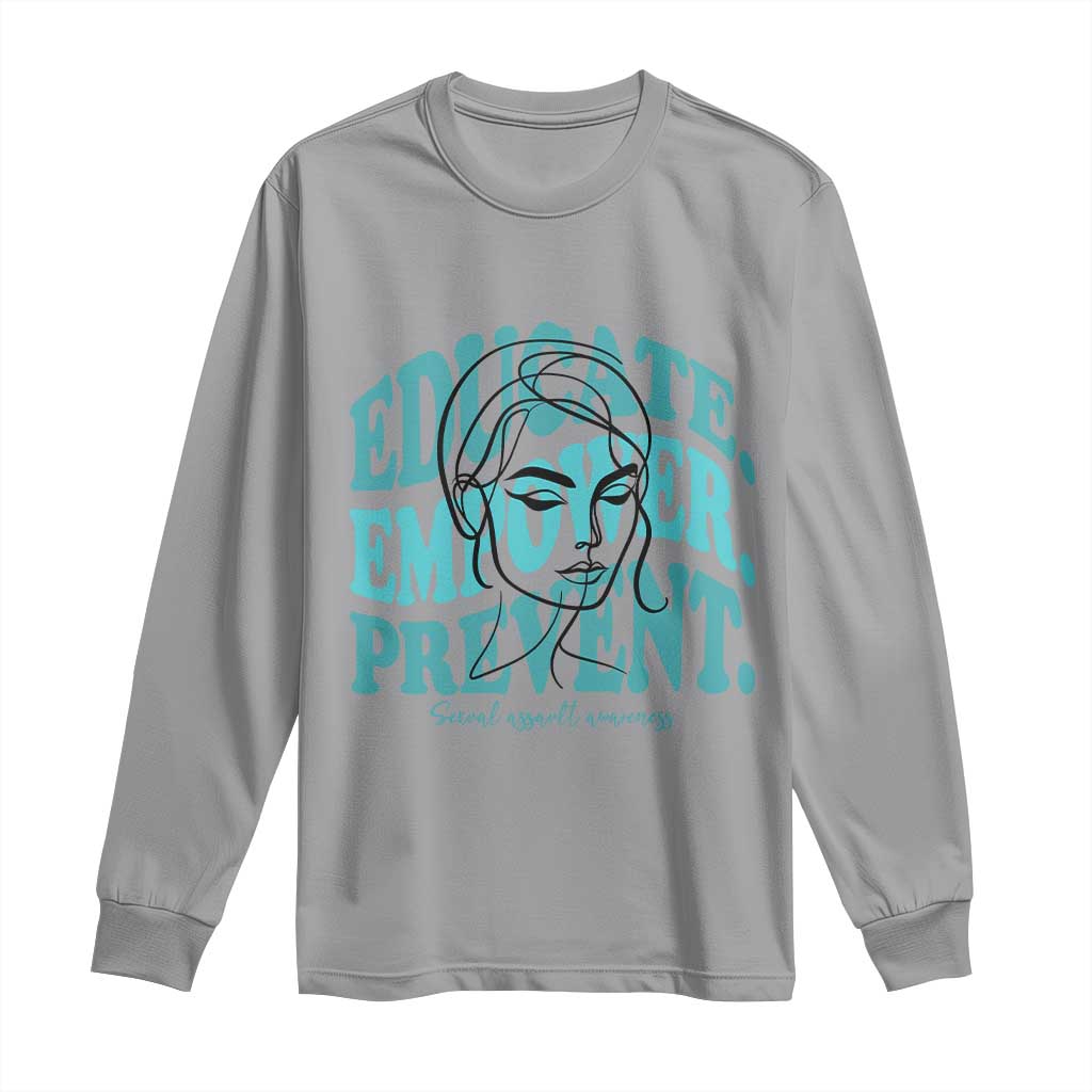 Sexual Assault Awareness Prevention Long Sleeve Shirt Educate Empower Prevent Women's Right TS14 Sport Gray Print Your Wear