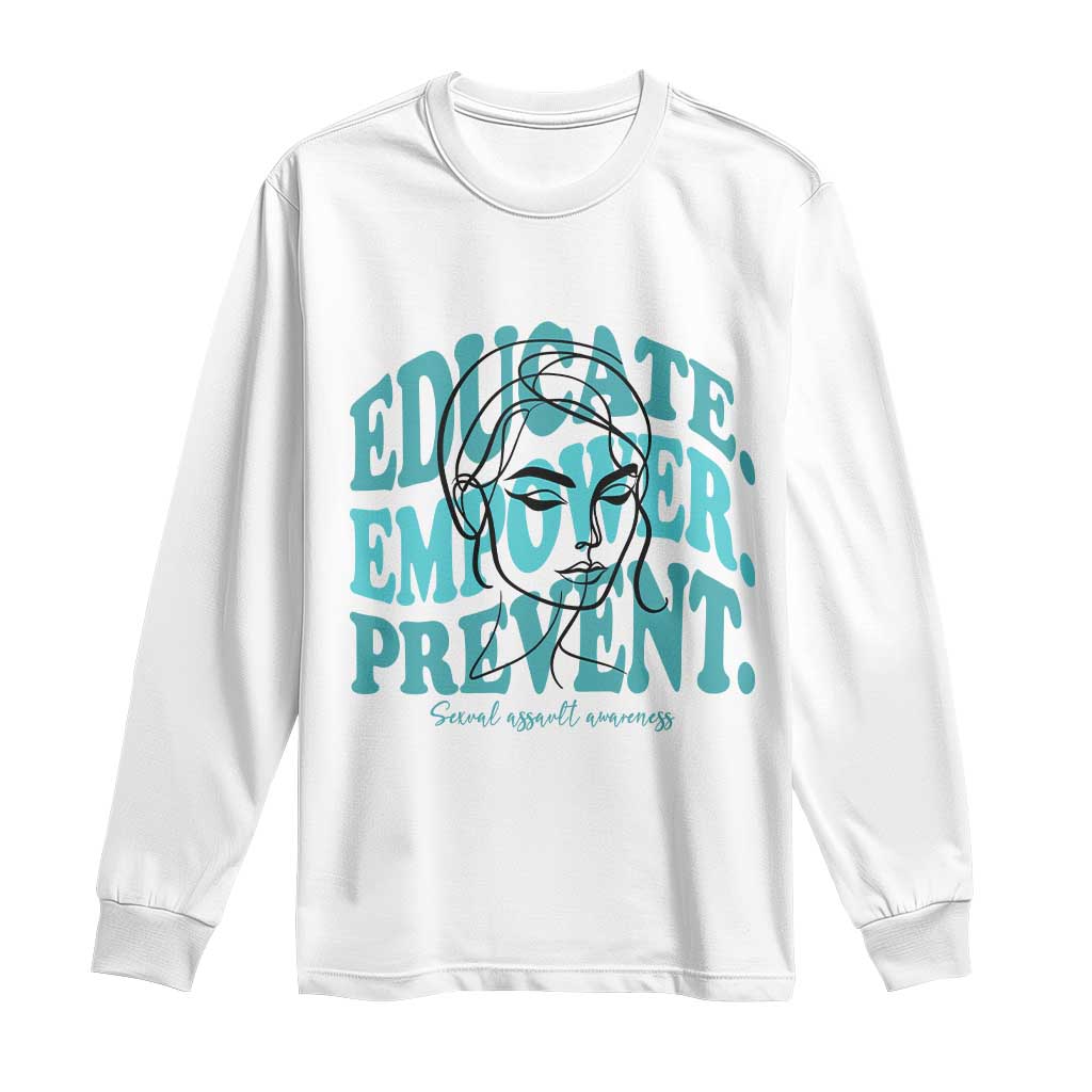 Sexual Assault Awareness Prevention Long Sleeve Shirt Educate Empower Prevent Women's Right TS14 White Print Your Wear