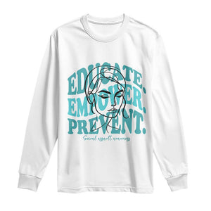 Sexual Assault Awareness Prevention Long Sleeve Shirt Educate Empower Prevent Women's Right TS14 White Print Your Wear