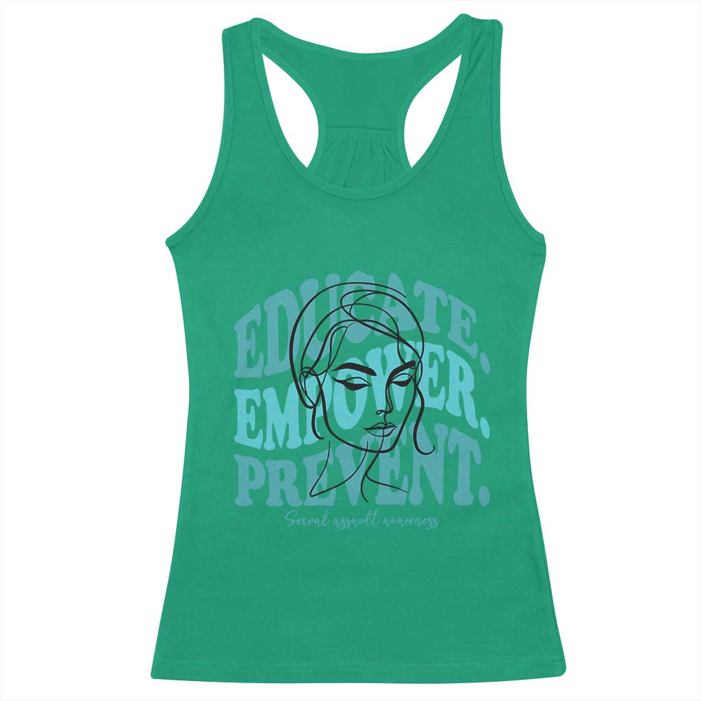 Sexual Assault Awareness Prevention Racerback Tank Top Educate Empower Prevent Women's Right TS14 Irish Green Print Your Wear