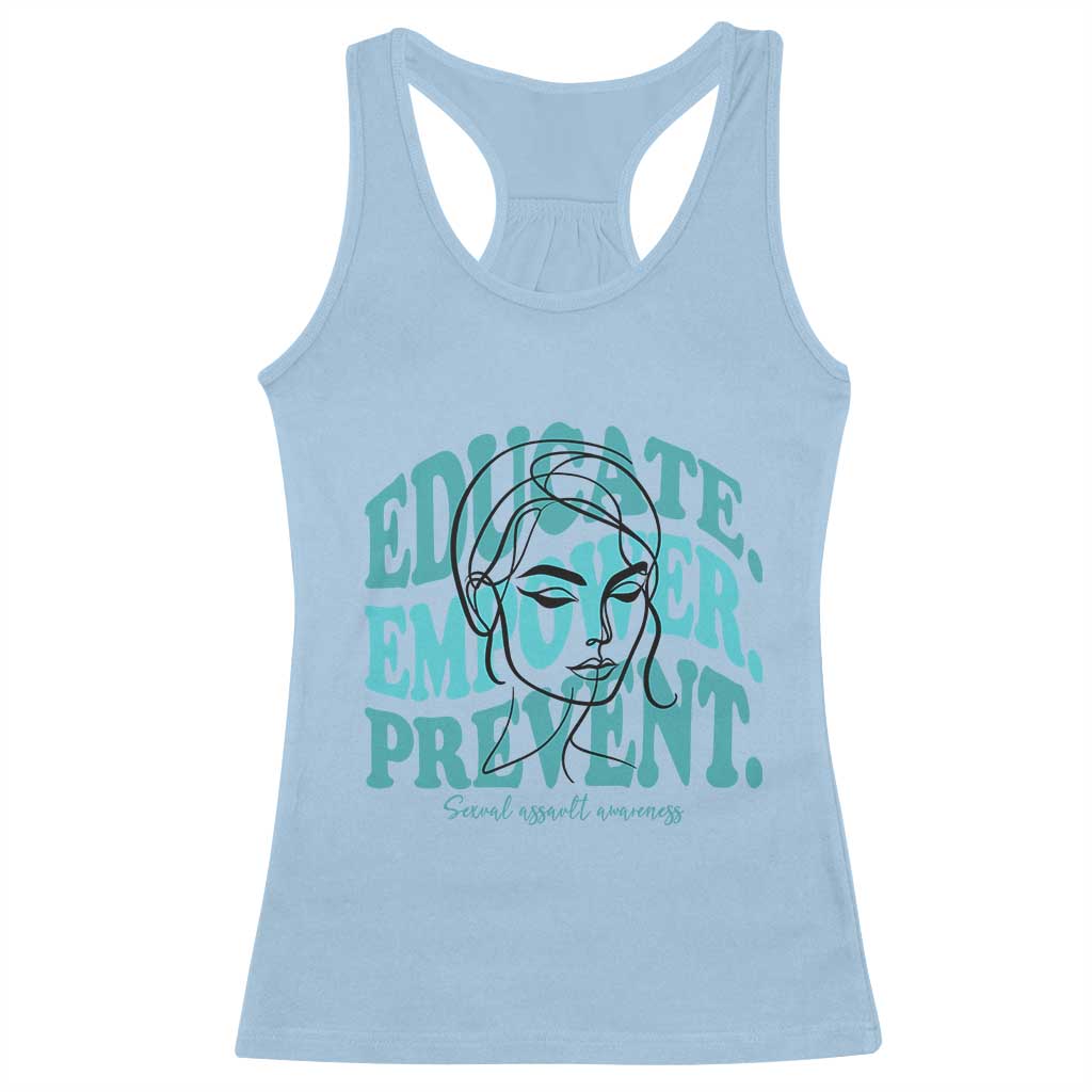 Sexual Assault Awareness Prevention Racerback Tank Top Educate Empower Prevent Women's Right TS14 Light Blue Print Your Wear