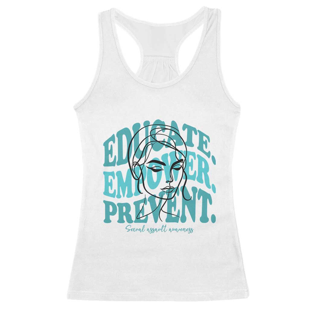 Sexual Assault Awareness Prevention Racerback Tank Top Educate Empower Prevent Women's Right TS14 White Print Your Wear