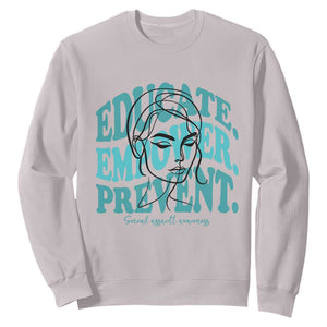 Sexual Assault Awareness Prevention Sweatshirt Educate Empower Prevent Women's Right TS14 Ice Gray Print Your Wear