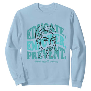Sexual Assault Awareness Prevention Sweatshirt Educate Empower Prevent Women's Right TS14 Light Blue Print Your Wear