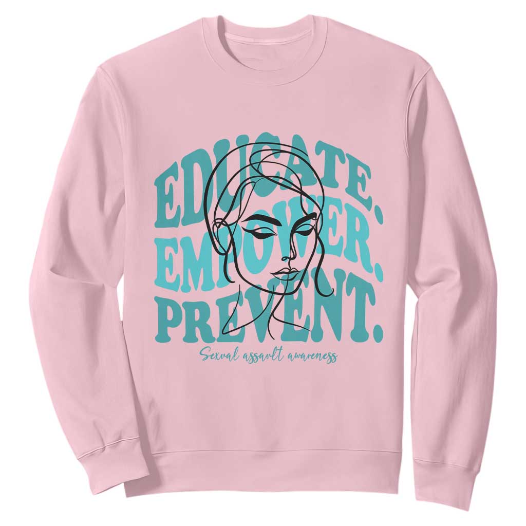 Sexual Assault Awareness Prevention Sweatshirt Educate Empower Prevent Women's Right TS14 Light Pink Print Your Wear