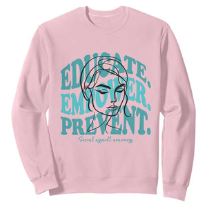 Sexual Assault Awareness Prevention Sweatshirt Educate Empower Prevent Women's Right TS14 Light Pink Print Your Wear