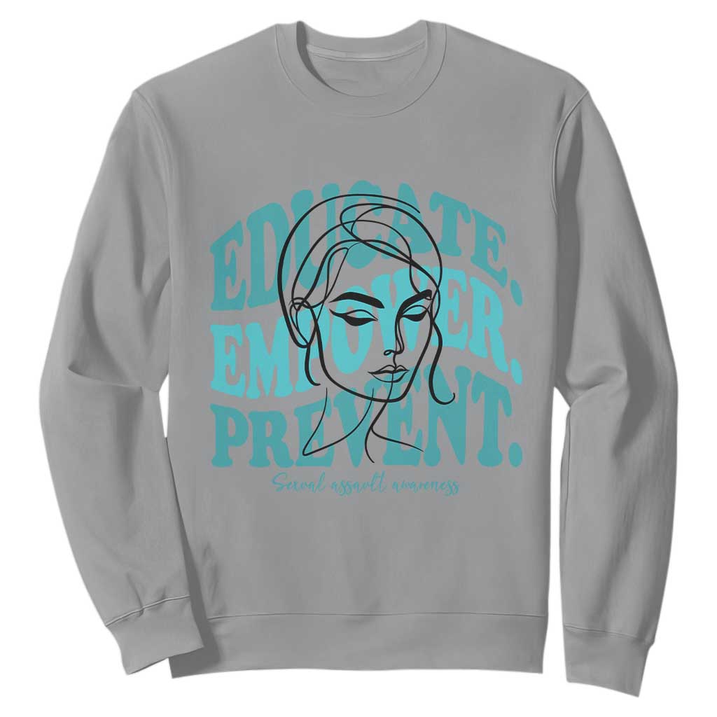Sexual Assault Awareness Prevention Sweatshirt Educate Empower Prevent Women's Right TS14 Sport Gray Print Your Wear