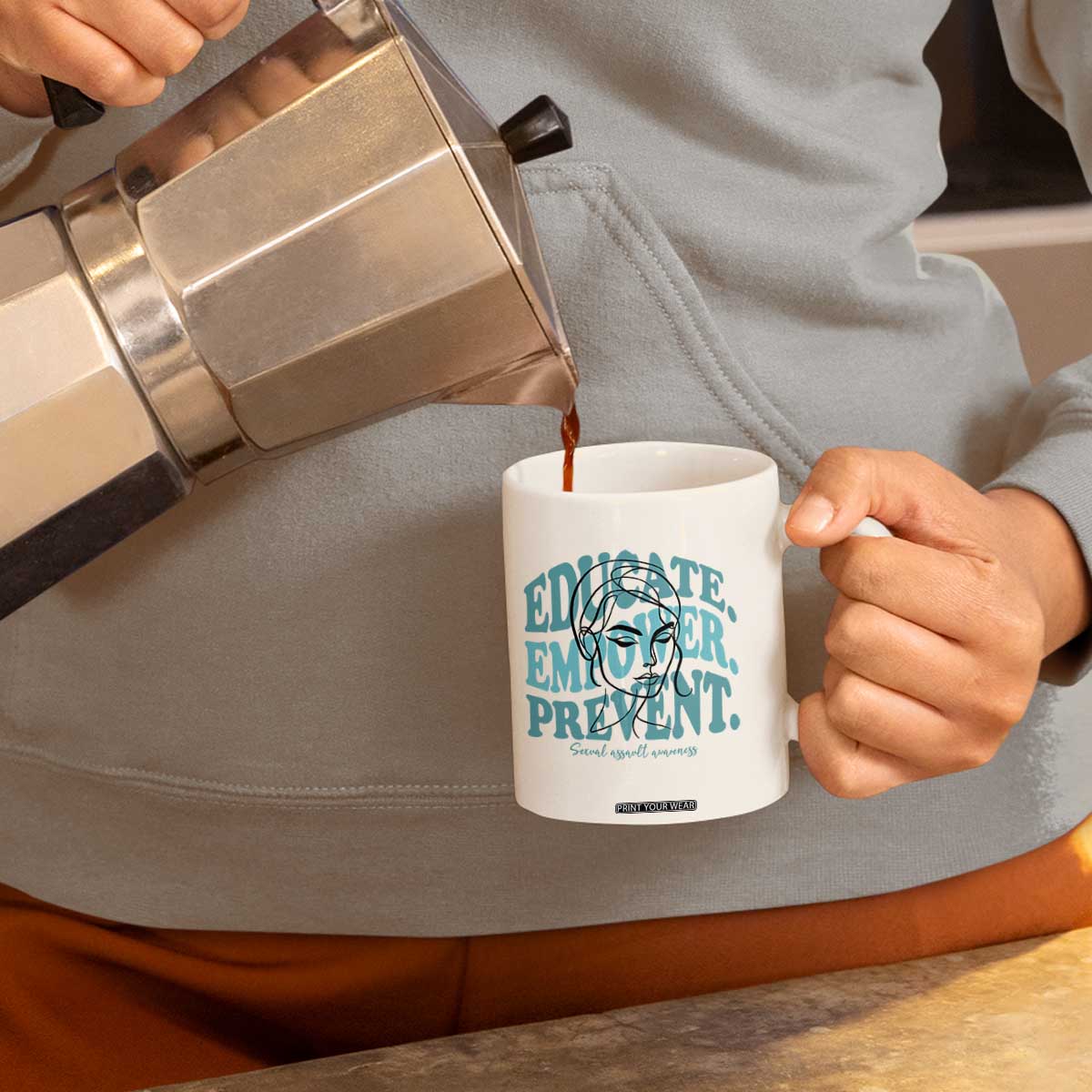 Sexual Assault Awareness Prevention Coffee Mug Educate Empower Prevent Women's Right TS14 Print Your Wear