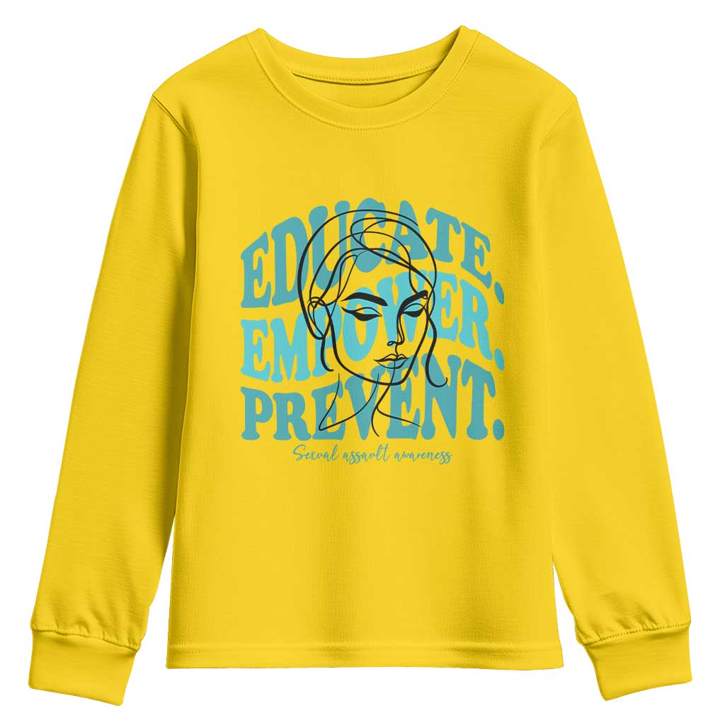 Sexual Assault Awareness Prevention Youth Sweatshirt Educate Empower Prevent Women's Right TS14 Daisy Print Your Wear