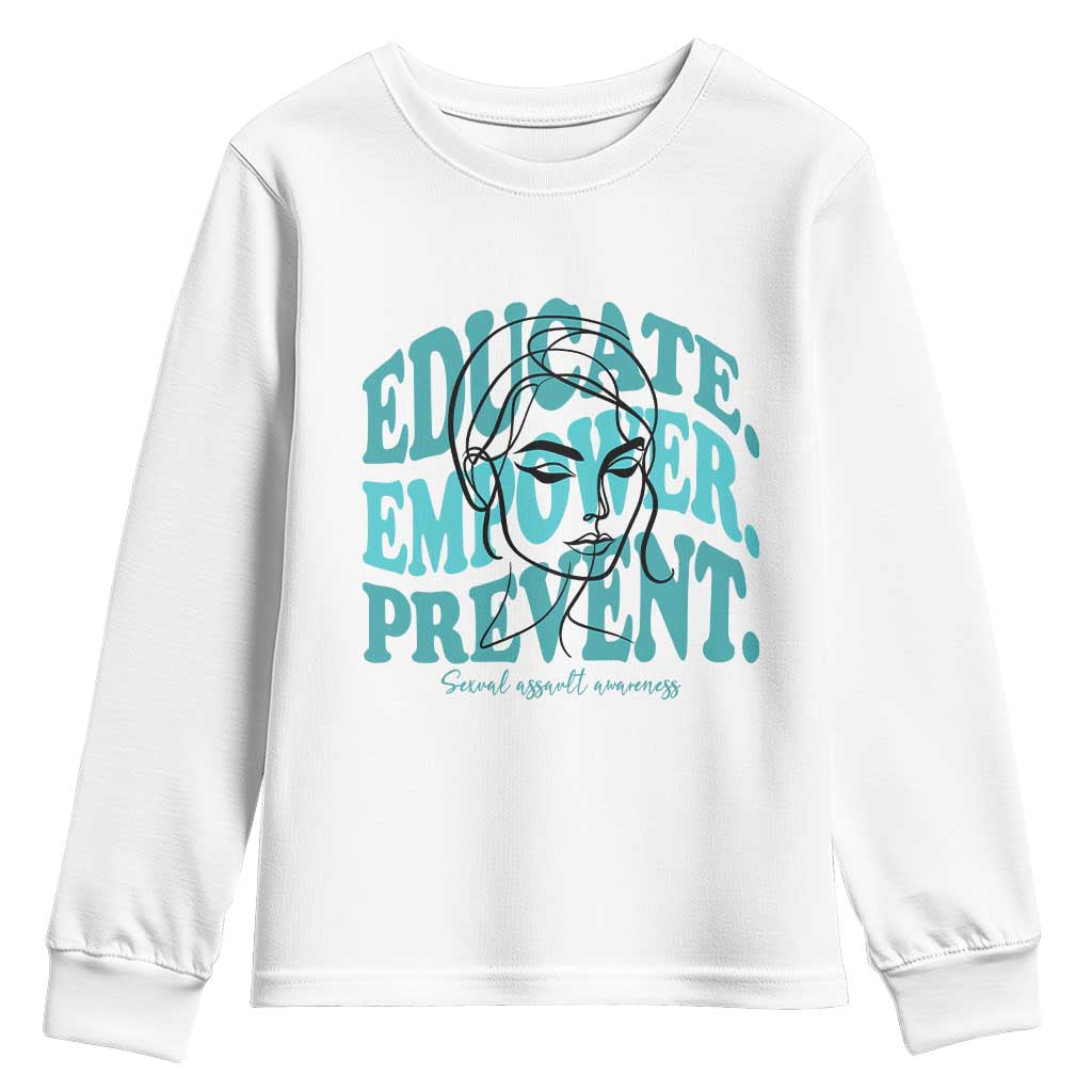 Sexual Assault Awareness Prevention Youth Sweatshirt Educate Empower Prevent Women's Right TS14 White Print Your Wear