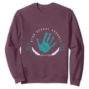 Stop Sexual Assault Awareness Survivor Sweatshirt TS14 Maroon Print Your Wear