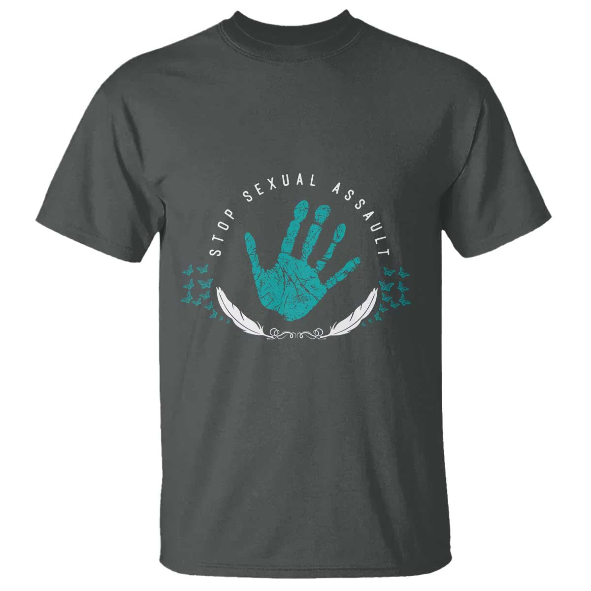Stop Sexual Assault Awareness Survivor T Shirt TS14 Dark Heather Print Your Wear