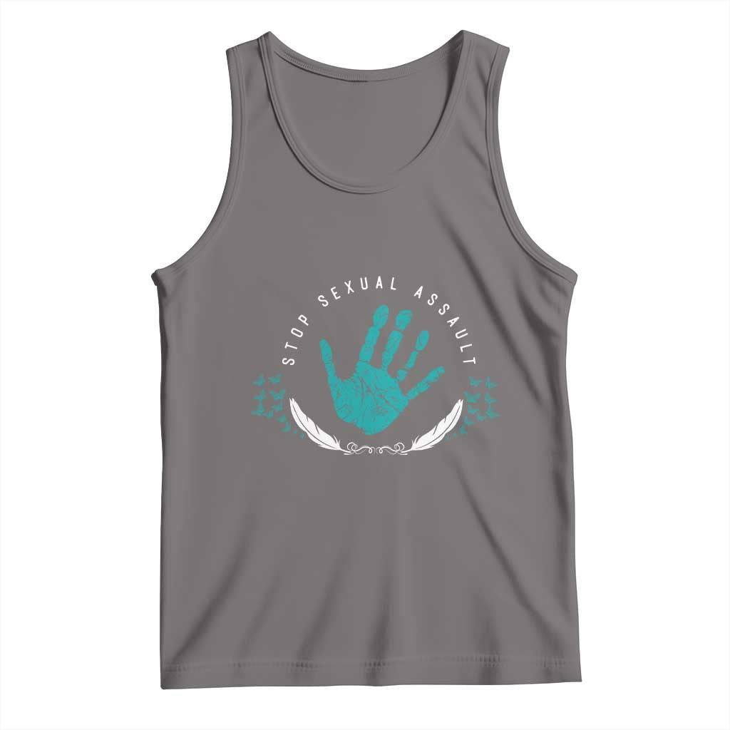 Stop Sexual Assault Awareness Survivor Tank Top TS14 Deep Heather Print Your Wear