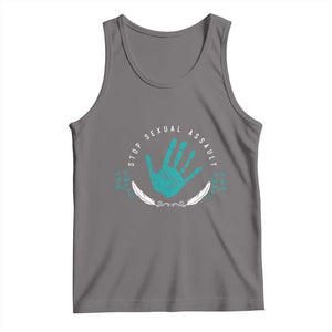 Stop Sexual Assault Awareness Survivor Tank Top TS14 Deep Heather Print Your Wear