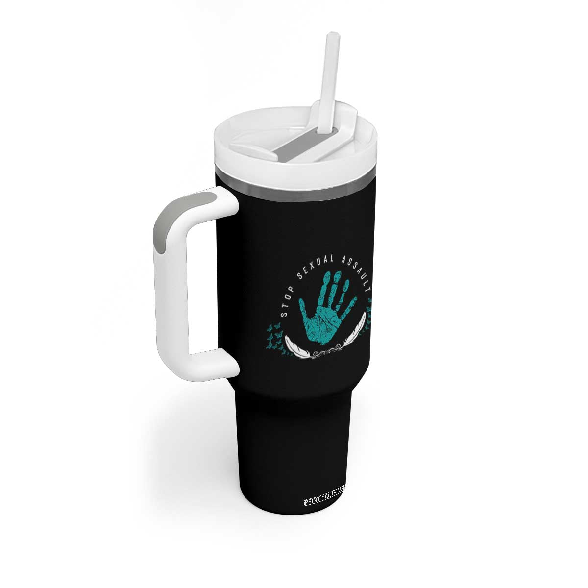 Stop Sexual Assault Awareness Survivor Tumbler With Handle TS14 Print Your Wear