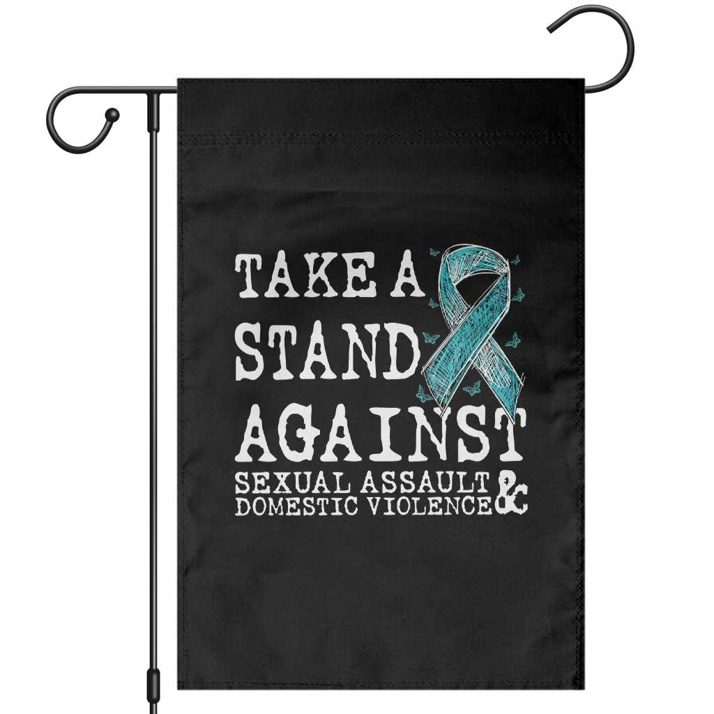 Sexual Assault Awareness Month Garden Flag Stand Against Sexual Assault & Domestic Violence TS14 Black Print Your Wear