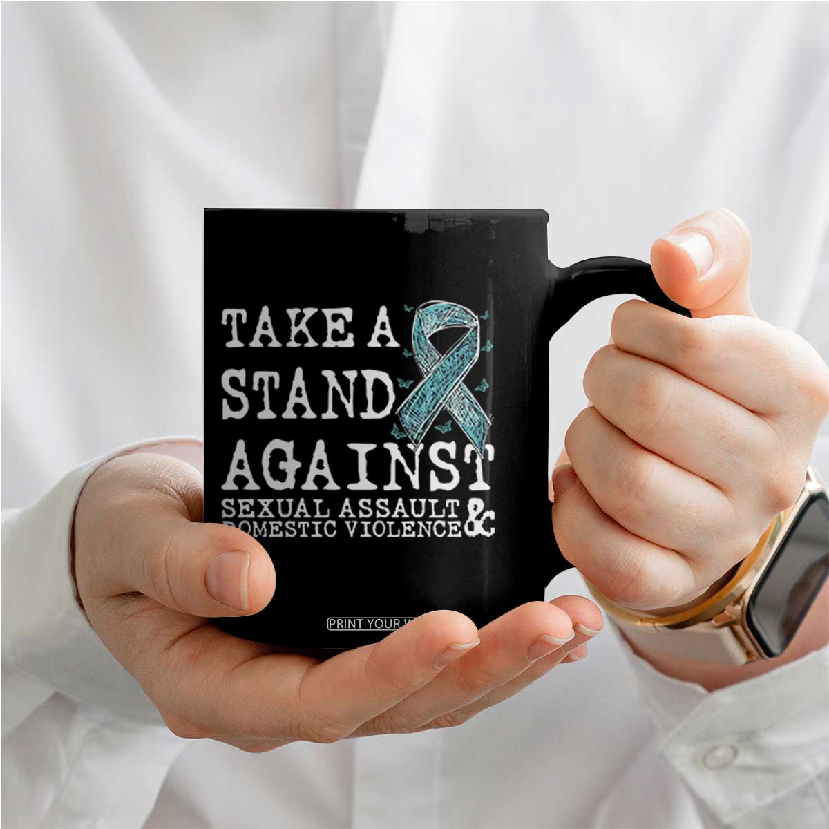 Sexual Assault Awareness Month Coffee Mug Stand Against Sexual Assault & Domestic Violence TS14 Print Your Wear