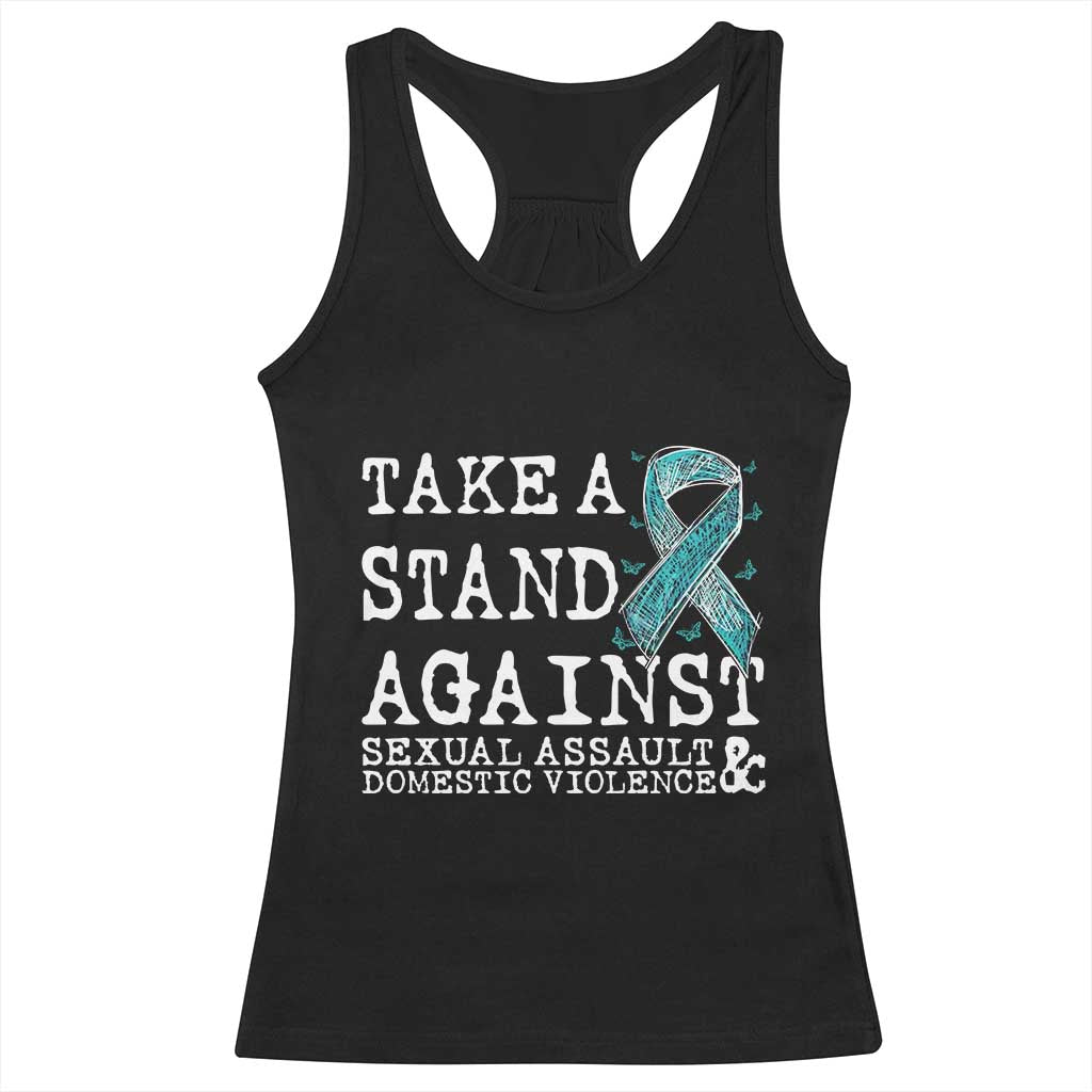 Sexual Assault Awareness Month Racerback Tank Top Stand Against Sexual Assault & Domestic Violence TS14 Black Print Your Wear