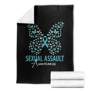 Sexual Assault Awareness Butterfly Ribbon Throw Blanket TS14 Black Print Your Wear