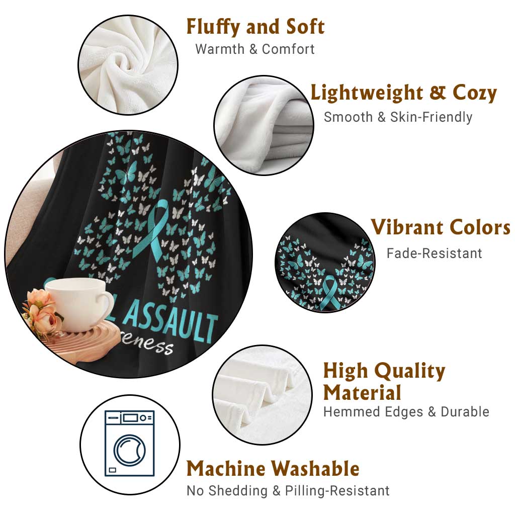 Sexual Assault Awareness Butterfly Ribbon Throw Blanket TS14 Print Your Wear