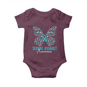 Sexual Assault Awareness Butterfly Ribbon Baby Onesie TS14 Maroon Print Your Wear