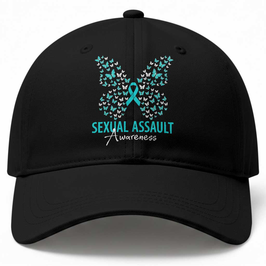 Sexual Assault Awareness Butterfly Ribbon Baseball Cap TS14 Print Your Wear