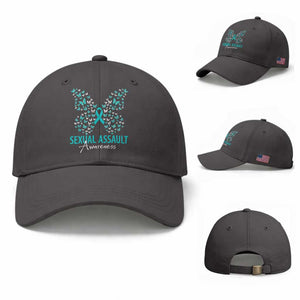 Sexual Assault Awareness Butterfly Ribbon Baseball Cap TS14 Baseball Cap Universal Fit Dark Gray Print Your Wear