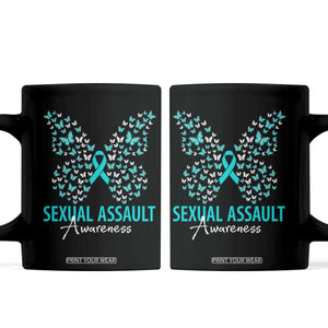 Sexual Assault Awareness Butterfly Ribbon Coffee Mug TS14 Black Print Your Wear