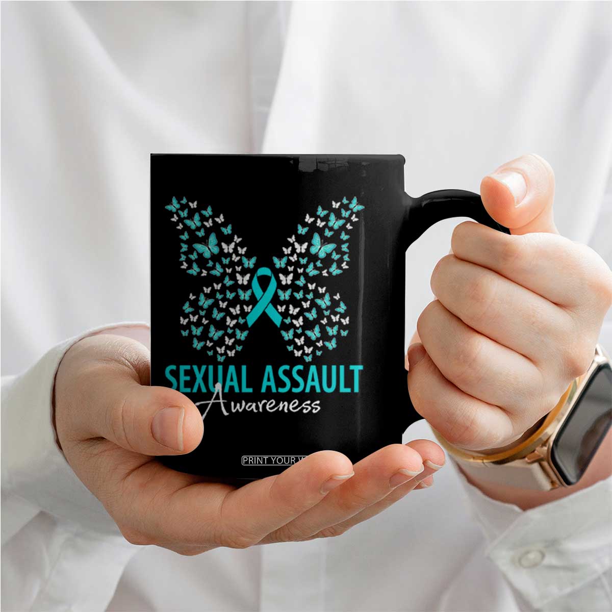 Sexual Assault Awareness Butterfly Ribbon Coffee Mug TS14 Print Your Wear