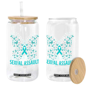 Sexual Assault Awareness Butterfly Ribbon Glass Can TS14 Print Your Wear