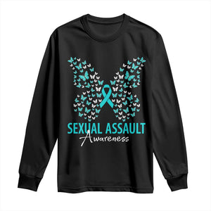 Sexual Assault Awareness Butterfly Ribbon Long Sleeve Shirt TS14 Black Print Your Wear
