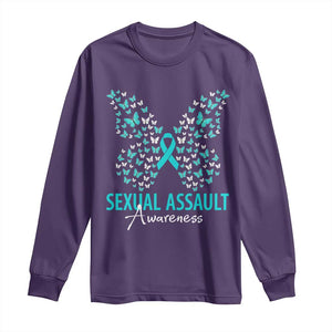 Sexual Assault Awareness Butterfly Ribbon Long Sleeve Shirt TS14 Purple Print Your Wear
