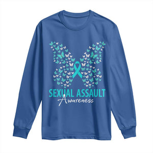 Sexual Assault Awareness Butterfly Ribbon Long Sleeve Shirt TS14 Royal Blue Print Your Wear