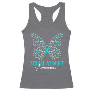 Sexual Assault Awareness Butterfly Ribbon Racerback Tank Top TS14 Charcoal Print Your Wear