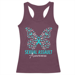 Sexual Assault Awareness Butterfly Ribbon Racerback Tank Top TS14 Maroon Print Your Wear