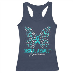 Sexual Assault Awareness Butterfly Ribbon Racerback Tank Top TS14 Navy Print Your Wear