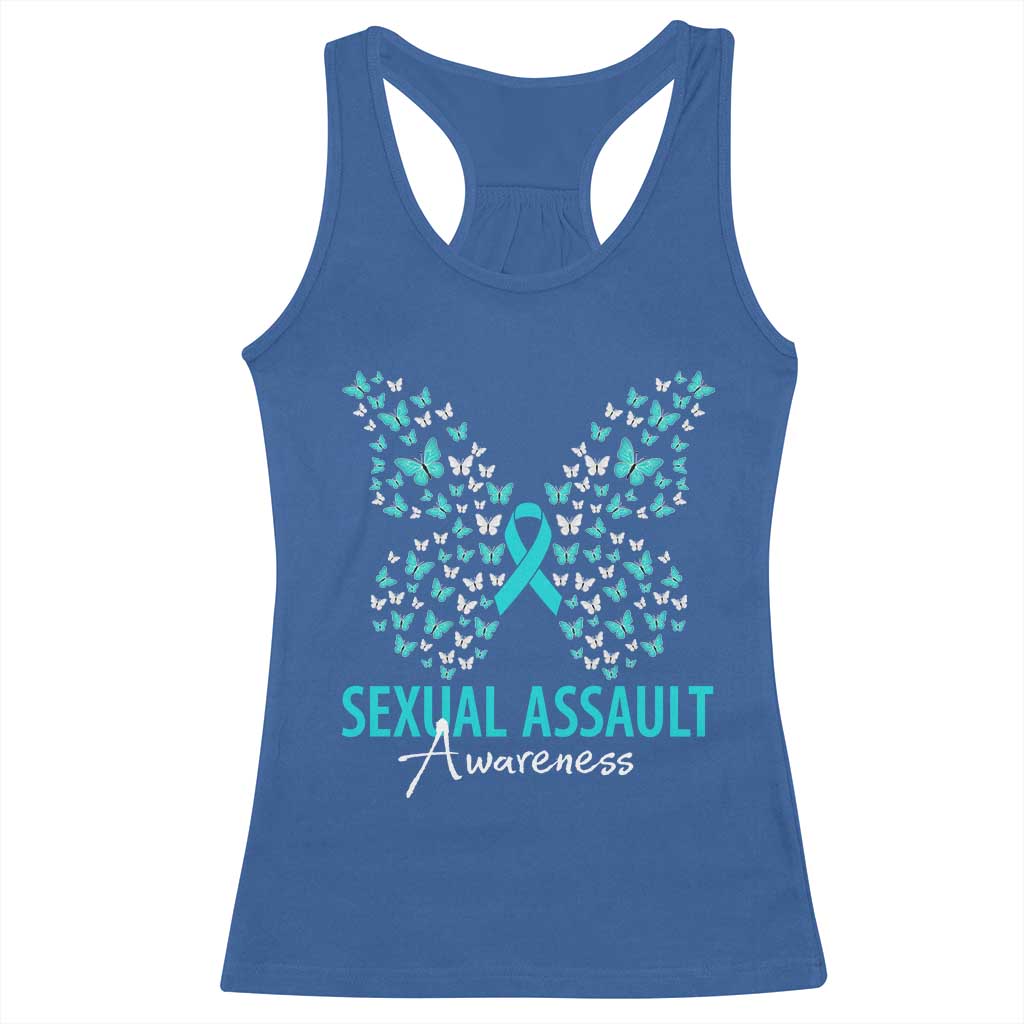 Sexual Assault Awareness Butterfly Ribbon Racerback Tank Top TS14 Royal Blue Print Your Wear
