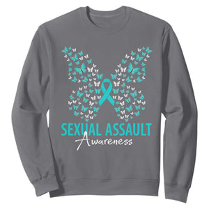 Sexual Assault Awareness Butterfly Ribbon Sweatshirt TS14 Charcoal Print Your Wear