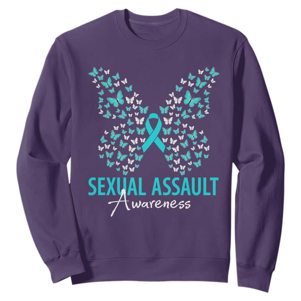 Sexual Assault Awareness Butterfly Ribbon Sweatshirt TS14 Purple Print Your Wear