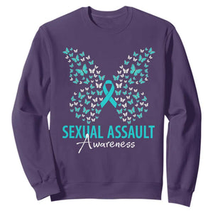 Sexual Assault Awareness Butterfly Ribbon Sweatshirt TS14 Purple Print Your Wear