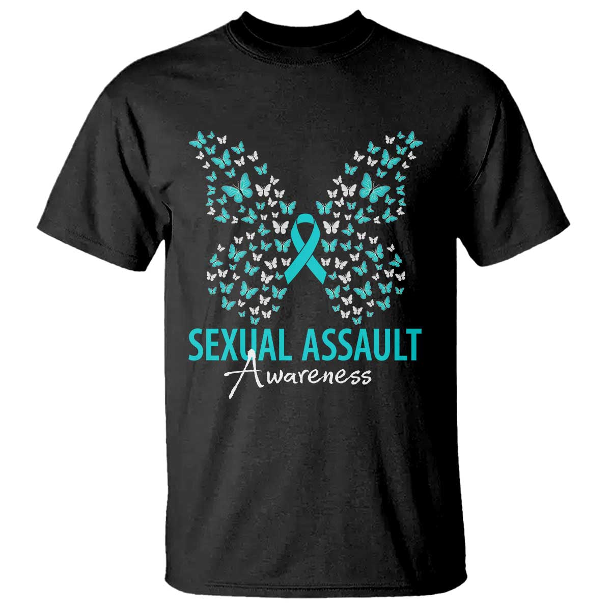 Sexual Assault Awareness Butterfly Ribbon T Shirt TS14 Black Print Your Wear