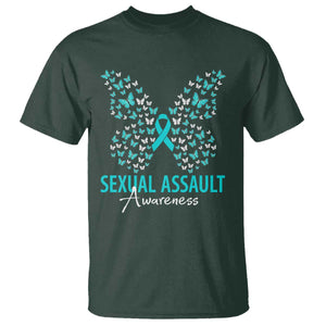 Sexual Assault Awareness Butterfly Ribbon T Shirt TS14 Dark Forest Green Print Your Wear