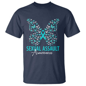 Sexual Assault Awareness Butterfly Ribbon T Shirt TS14 Navy Print Your Wear