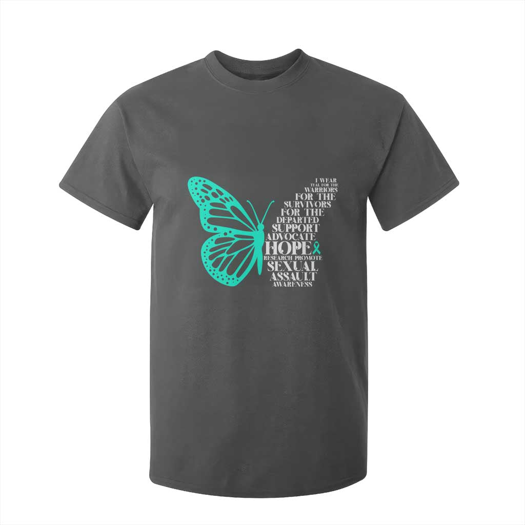 I Wear Teal For Sexual Assault Awareness T Shirt For Kid TS14 Dark Heather Print Your Wear