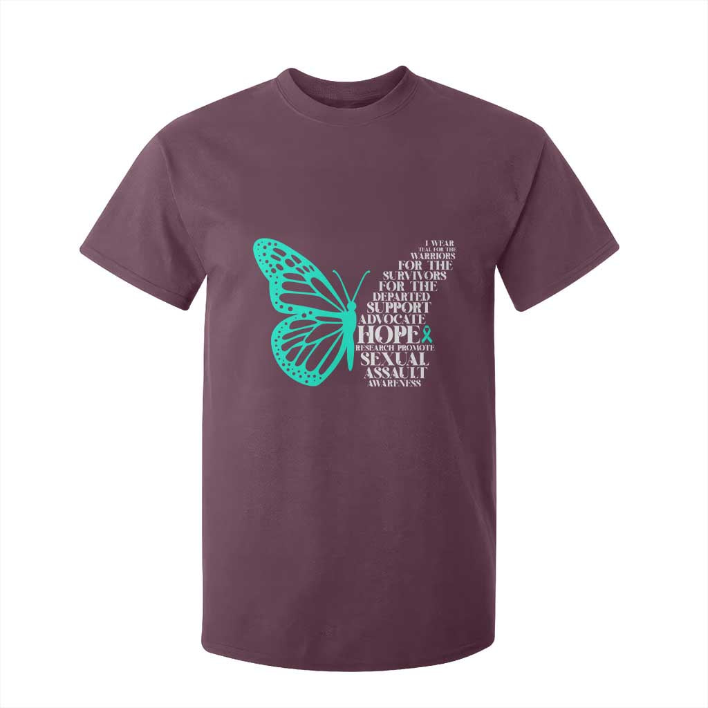 I Wear Teal For Sexual Assault Awareness T Shirt For Kid TS14 Maroon Print Your Wear