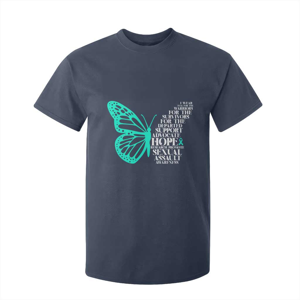 I Wear Teal For Sexual Assault Awareness T Shirt For Kid TS14 Navy Print Your Wear