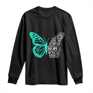 I Wear Teal For Sexual Assault Awareness Long Sleeve Shirt TS14 Black Print Your Wear